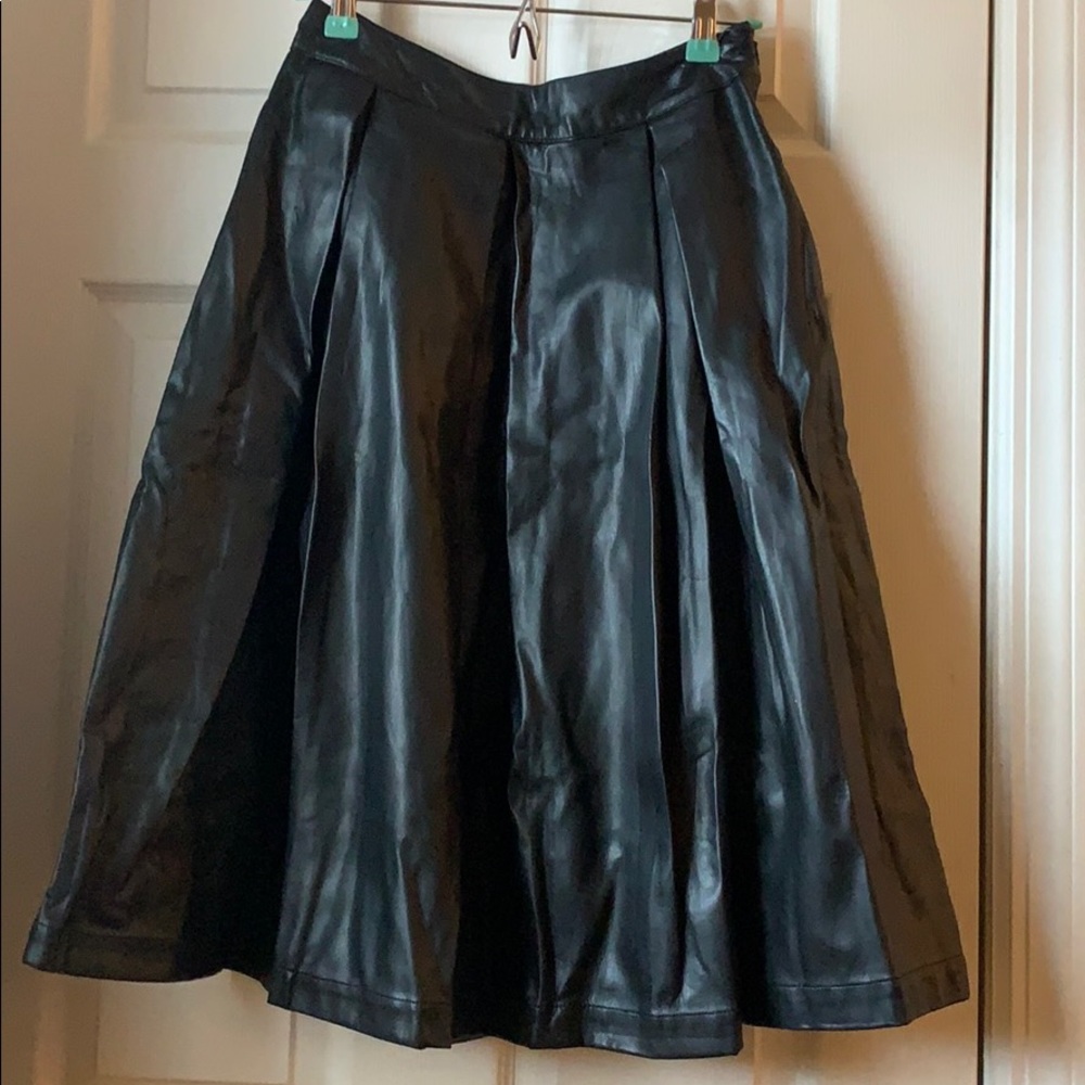 Faux Leather Pleated Skirt